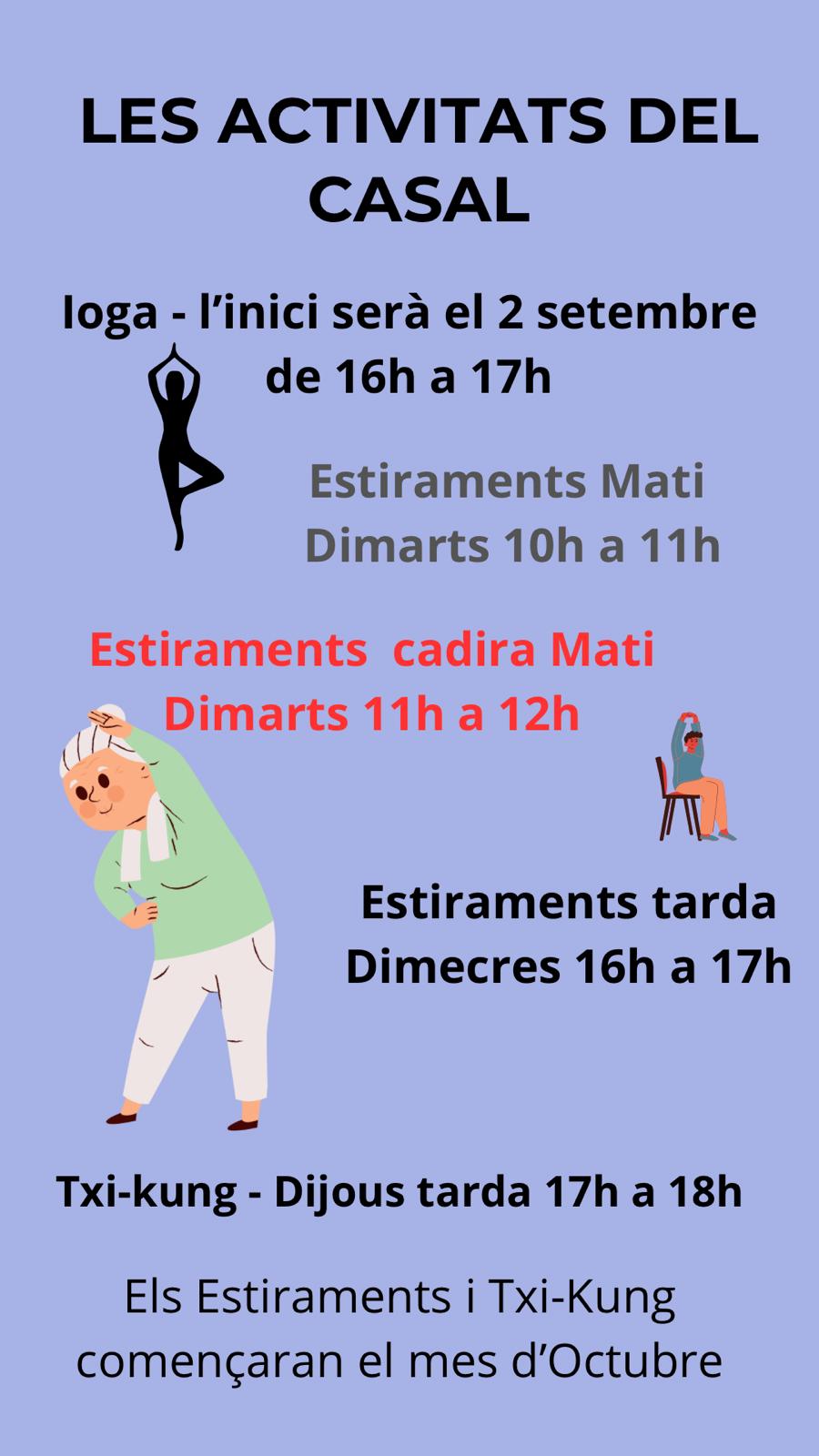 Nou curs de les activitats per promoure el benestar i la salut del Casal de la Gent Gran