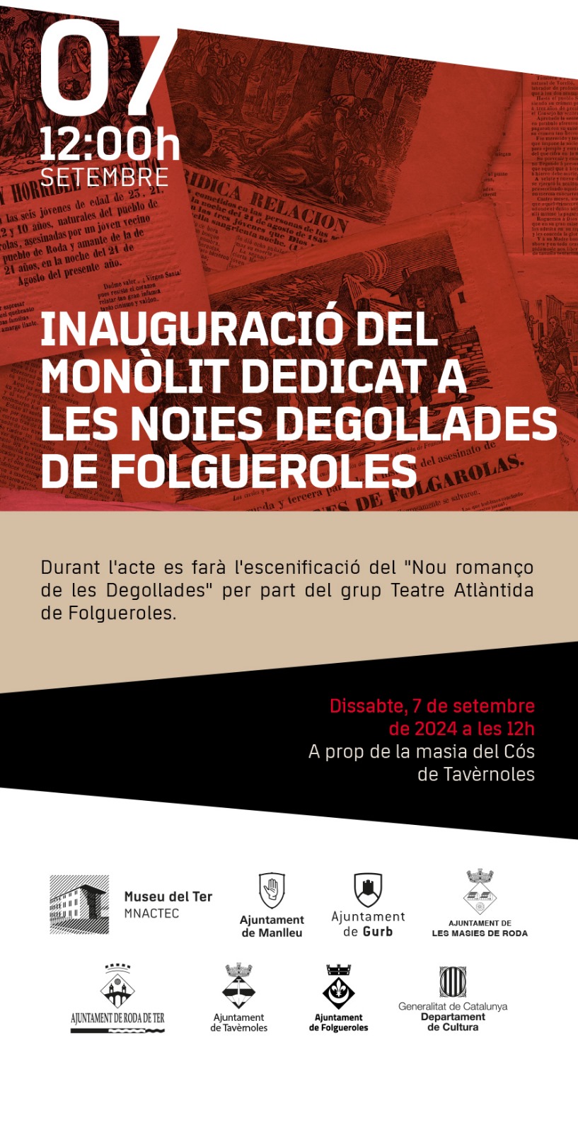 Inauguració del monòlit dedicat a les noies degollades de Folgueroles