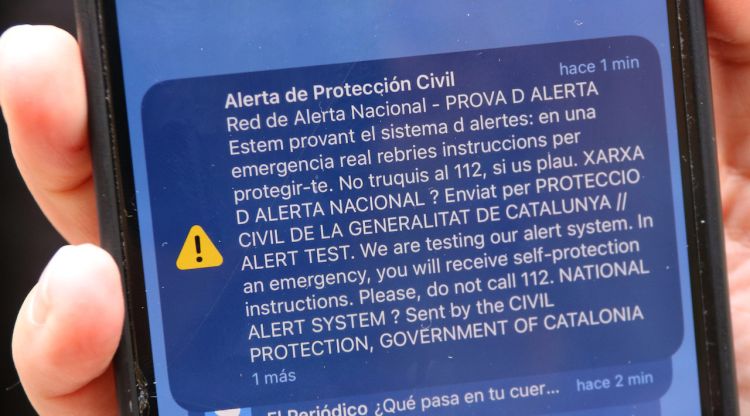 El dimarts 16 de setembre es farà una prova del sistema d'alertes als telèfons mòbils (ES-ALERT) 